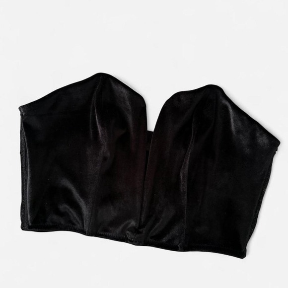 Victoria's Secret Tops - Victoria's Secret Black Velvet Lace Corset Crop Top